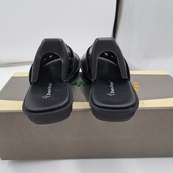 NWB Baretraps Brynn Black leather slip on wedge heel slides 6.5 - Picture 5 of 7